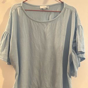 Women casual shirt - ten sixty sherman - M top blue loose fit flowy sleeves